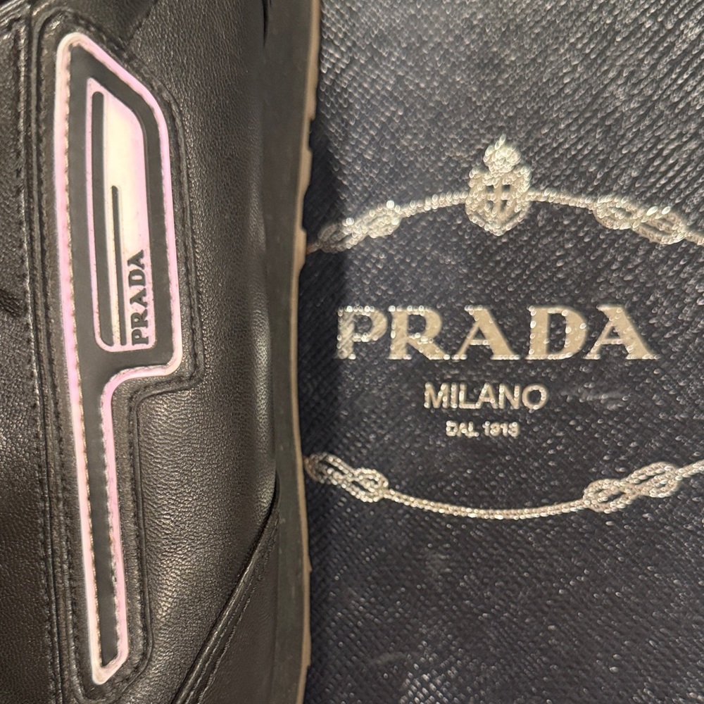 Prada Men's Black Leather Sneakers - Picture 13 of 14